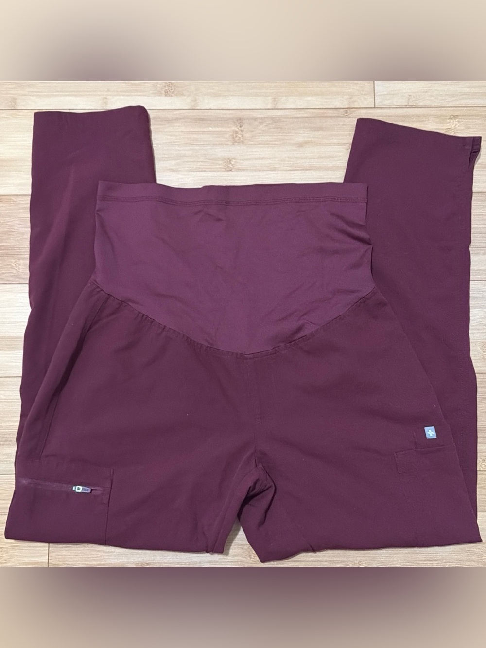 Figs Women's maternity Scrub Pants in Deep Plum